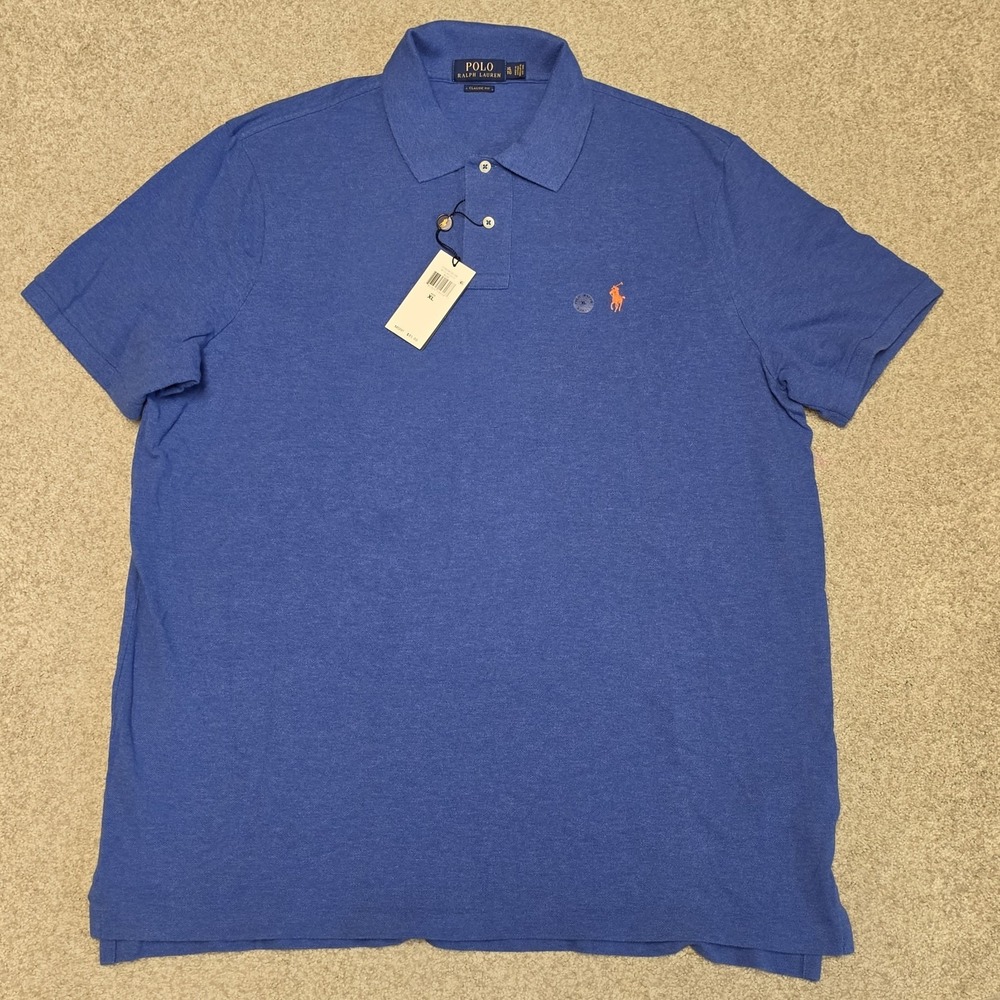 Polo Ralph Lauren Mens XL Classic Fit Blue Cotton Mesh Polo Shirt NWT Pony
